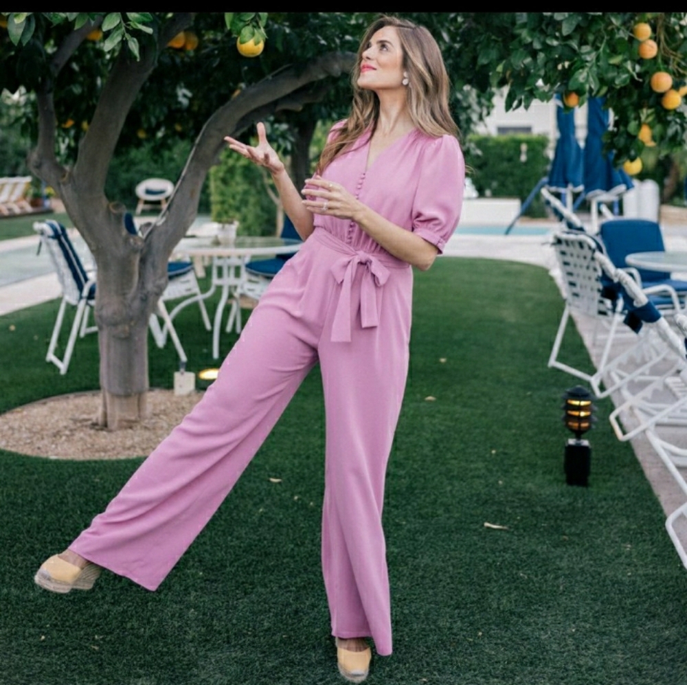 Gal Meets Glam Gabriella Button Bodice Jumpsuit